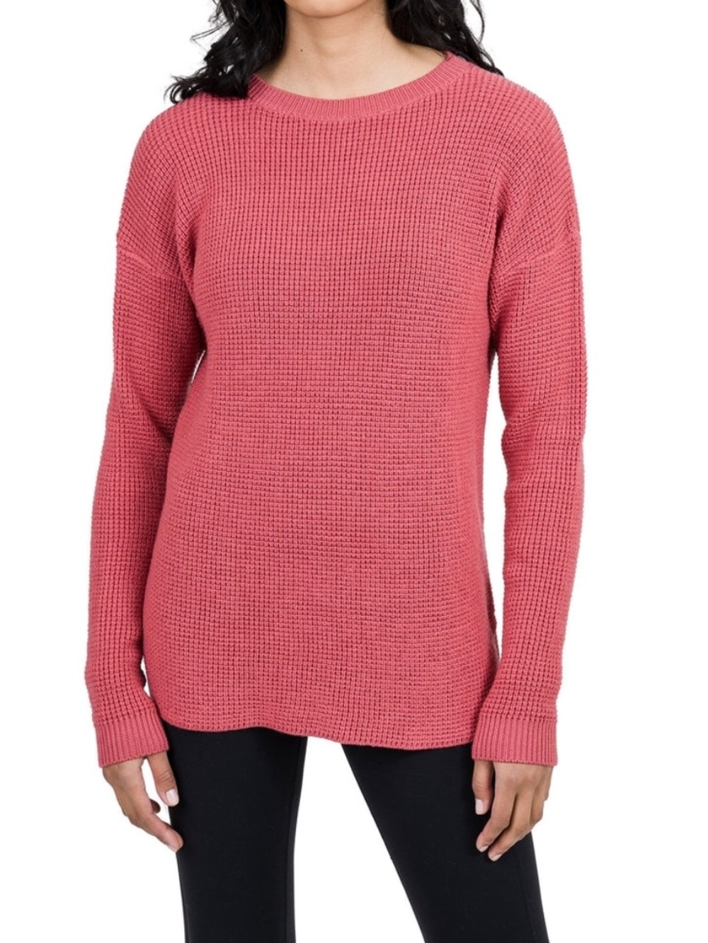 Merino Wool Blend Kersh Waffle Knit Sweater Crewneck Size Large Fall Winter - Picture 2 of 11